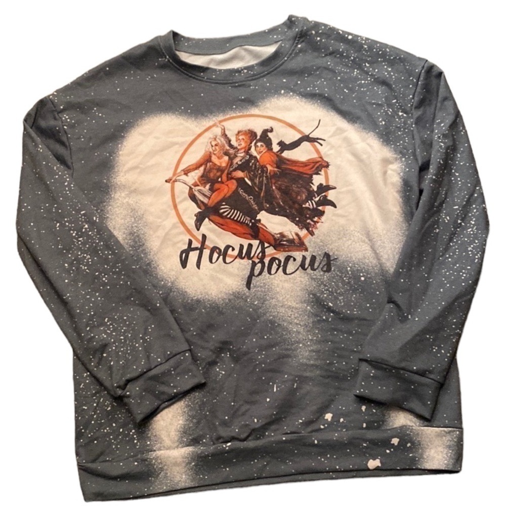 🔮HOCUS POCUS TIE‎ DYE PAINT SPLATTER SANDERSON SISTERS GRAPHIC SWEATER